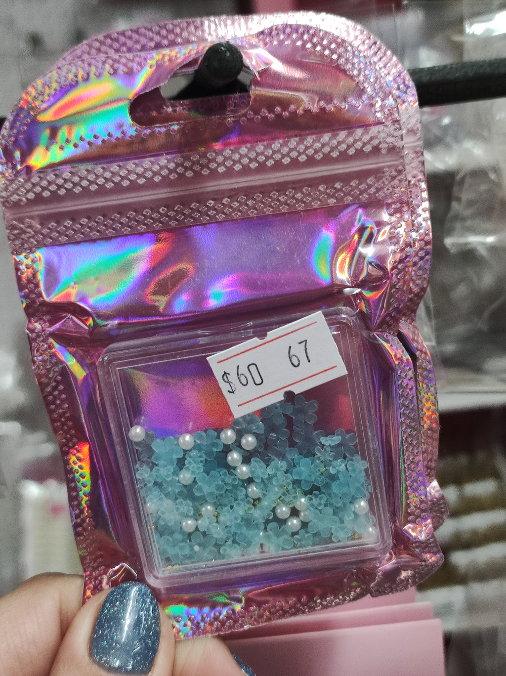 Decoraciones para uñas, Flores y Perlas.