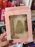Kit de Jade para el cuidado de la piel, 2 Rodillos y piedra Gua Sha