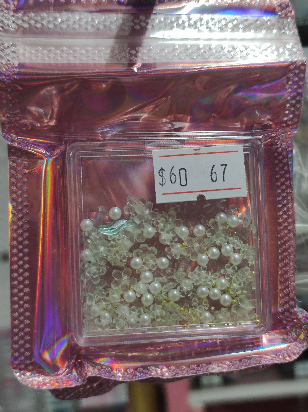 Decoraciones para uñas, Flores y Perlas.
