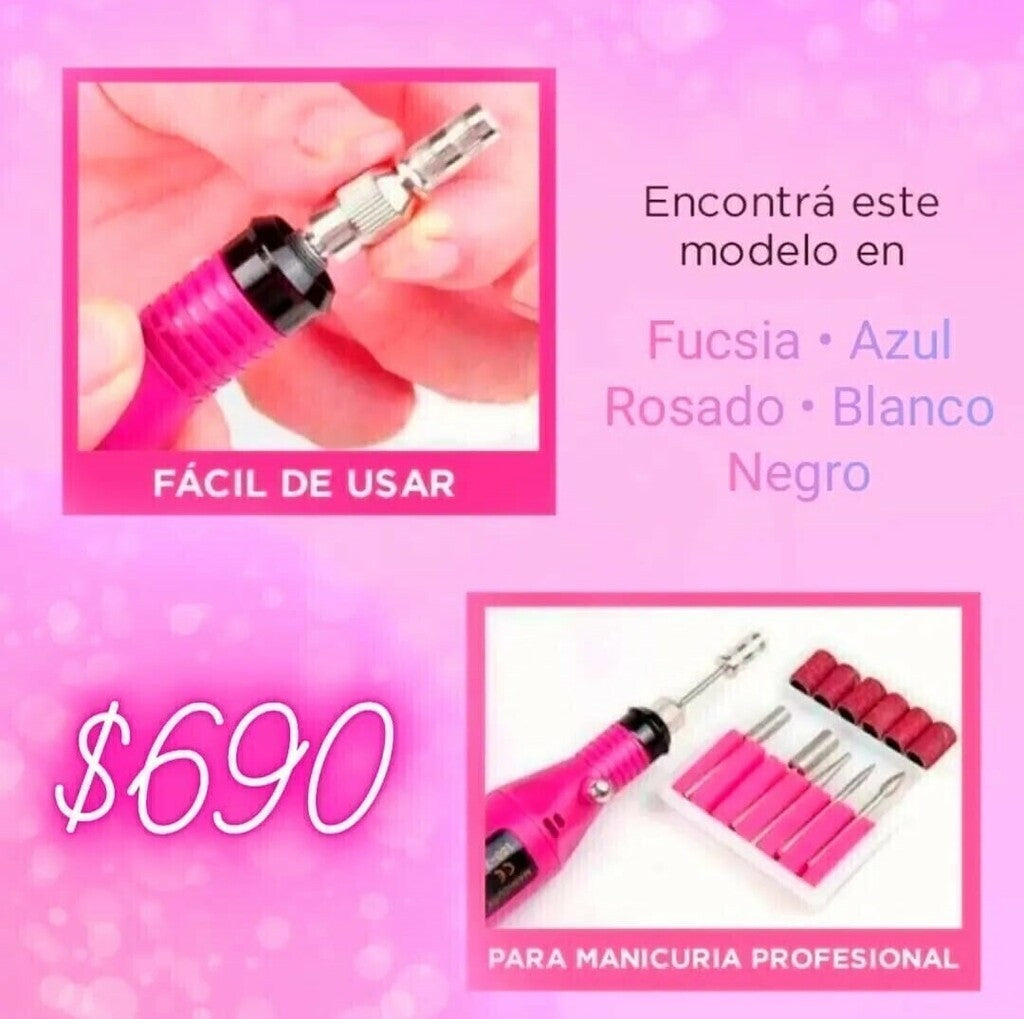 Torno eléctrico con cargador adaptador y kit de fresas