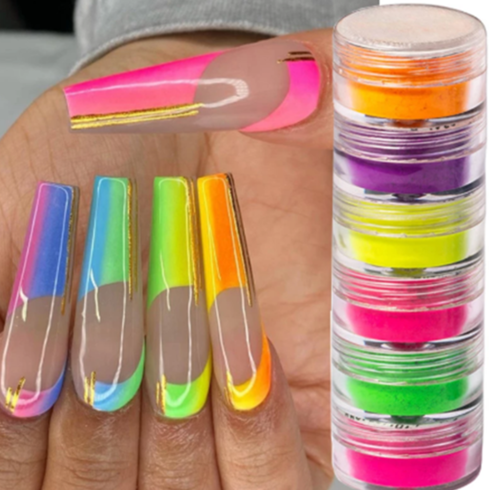 Torre de pigmentos neón maquillaje y uñas