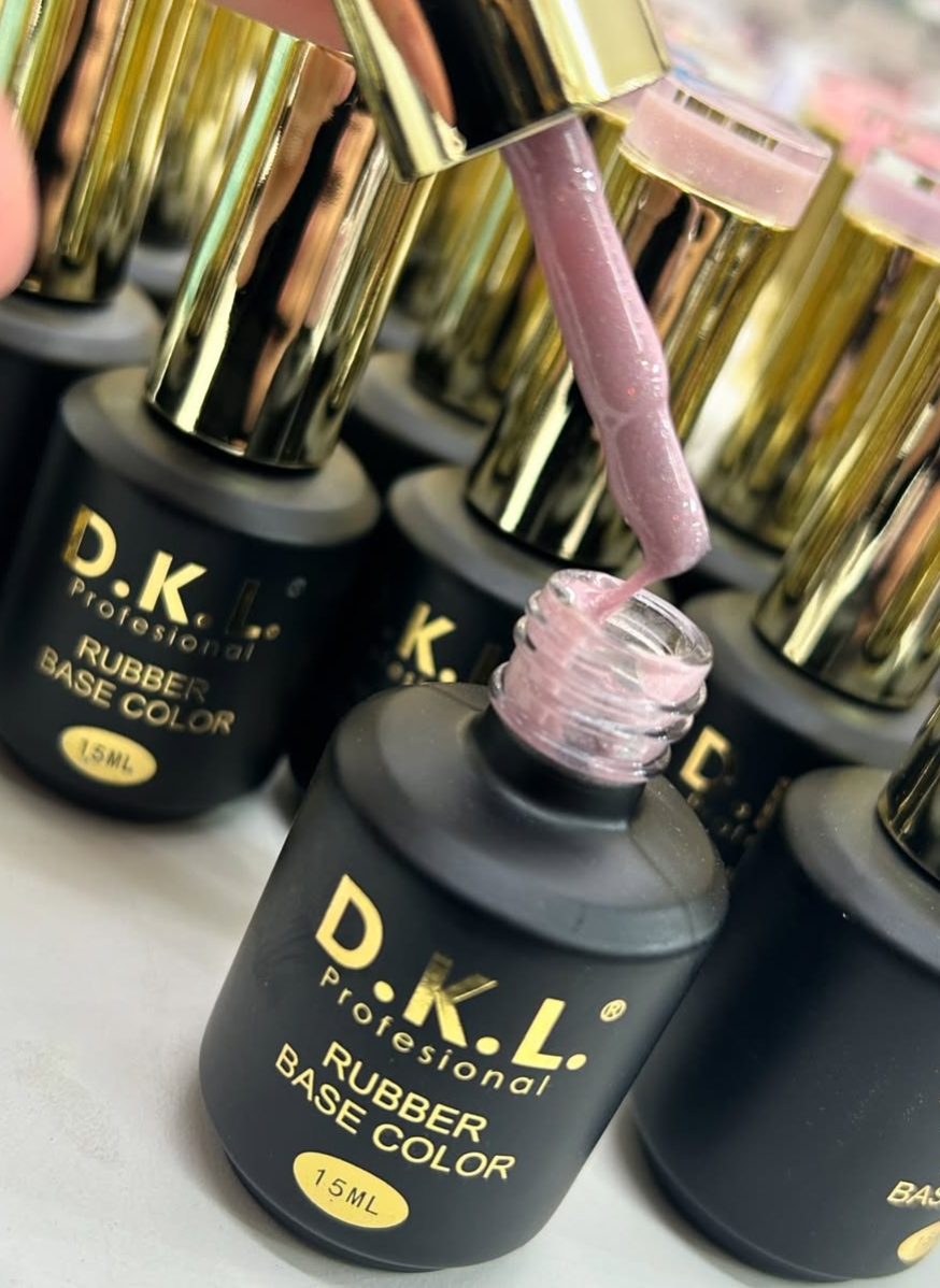 Base Rubber DKL con glitter profesional 15 ml